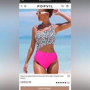 Popvil Leopard Cutout Waist Hot Pink Black White- NWT- XL